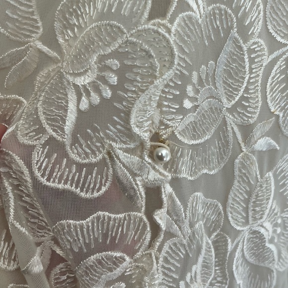 Vintage Sabrina Off White Lace Night Gown Lingerie Dress Sheer Size Large - Picture 6 of 12